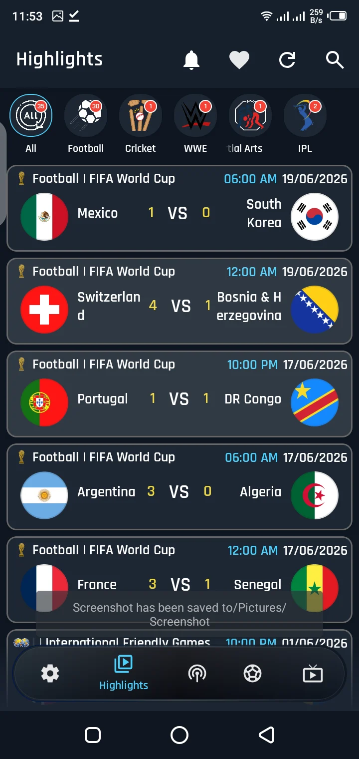 Falcon Cast live sports streaming on Android